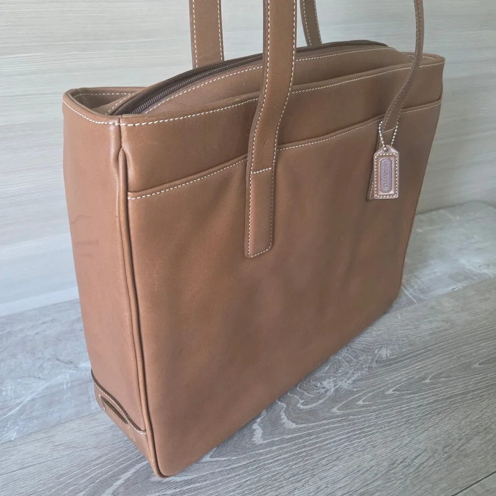 Vintage Coach 5209 Brown Leather Business Tote Laptop Briefcase Y2K Shoulder Bag